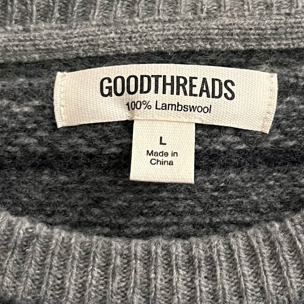 Goodthreads Men's 100% Lambswool Fair Isle Crewneck Sweater Large‎ Preppy Soft - Picture 4 of 9